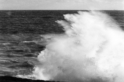 Vagues déferlant sur la côte